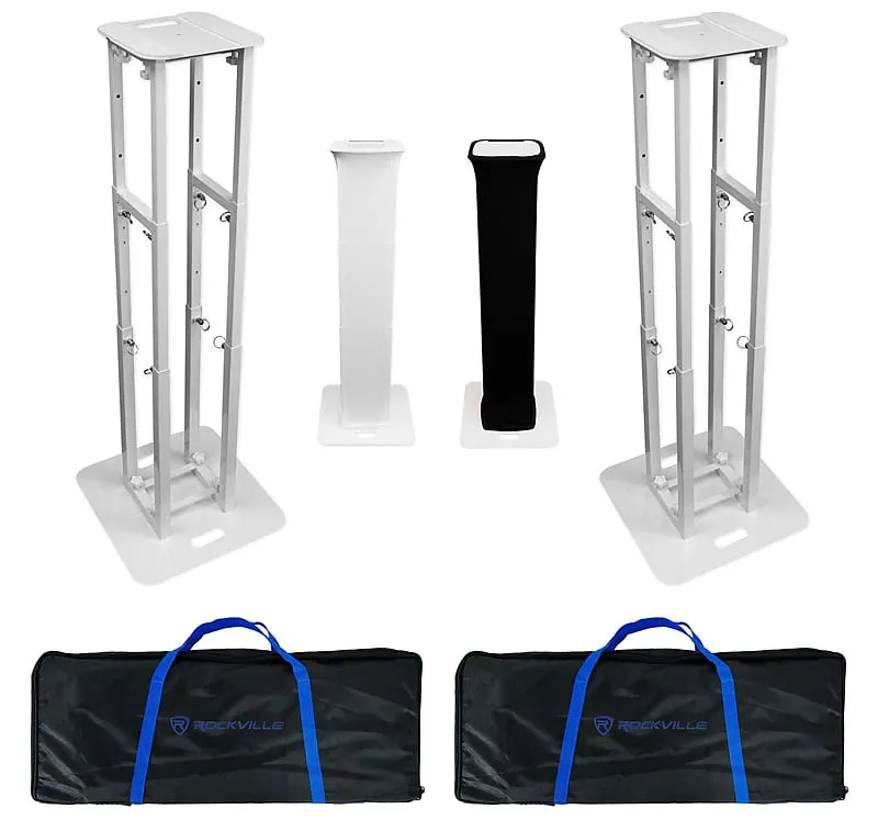 2 Rockville RTP-GO Portable Folding DJ Totem Light/Speaker Stands Bags Net (2) RTP-GO