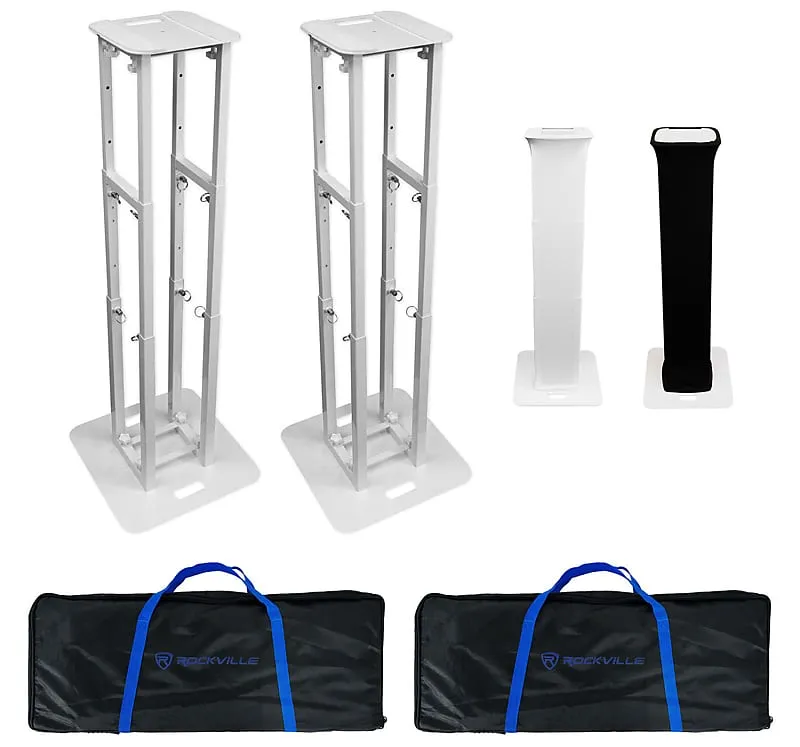 2 Rockville RTP-GO Portable Folding DJ Totem Light/Speaker Stands Bags Net (2) RTP-GO