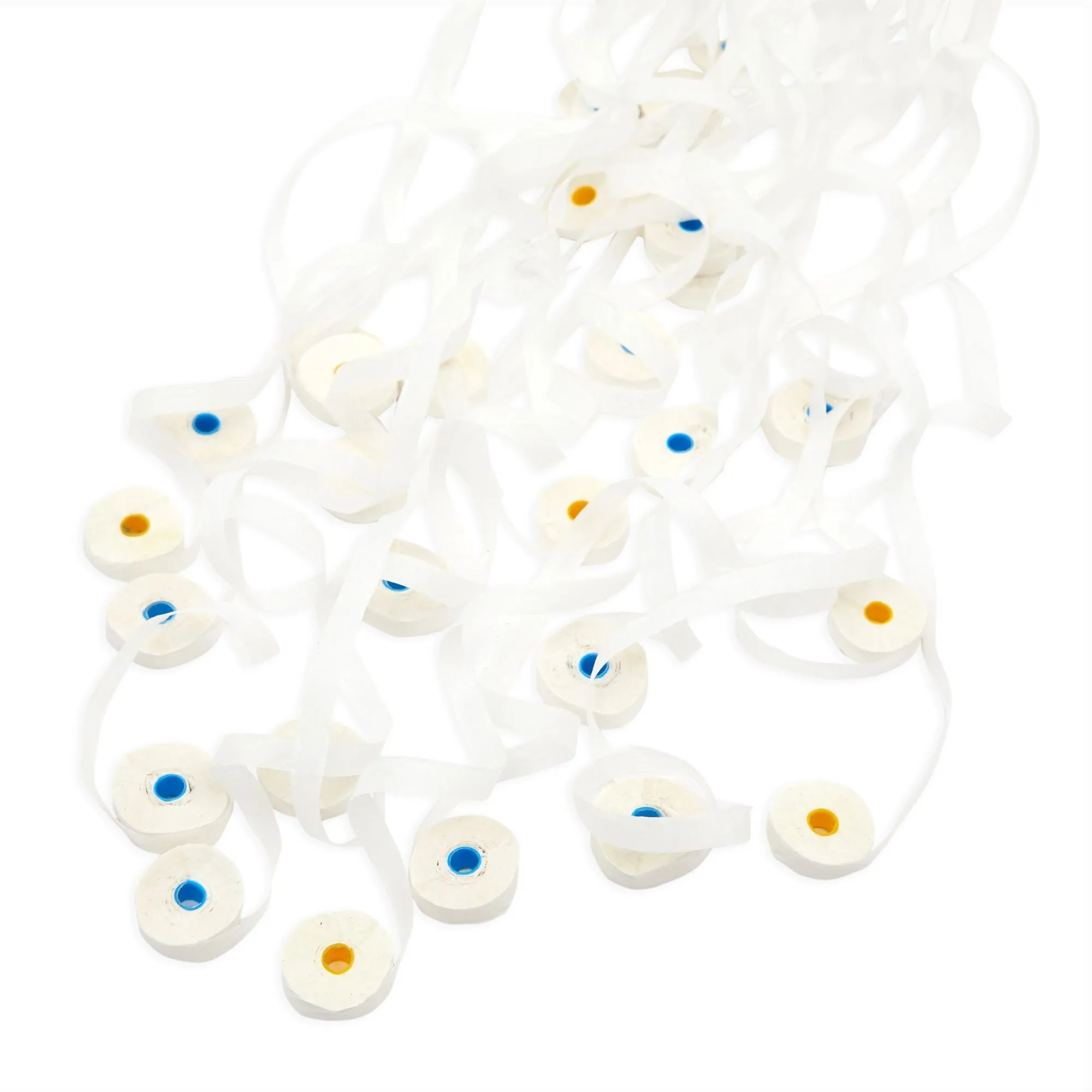 24-Pack White Throw Streamers, 4x2.5-Inch No-Mess Confetti Shakers with Multiple Rolls of 19.8-Foot Long Paper Strips, Tear Open and Toss Party Favors for Birthday Celebrations