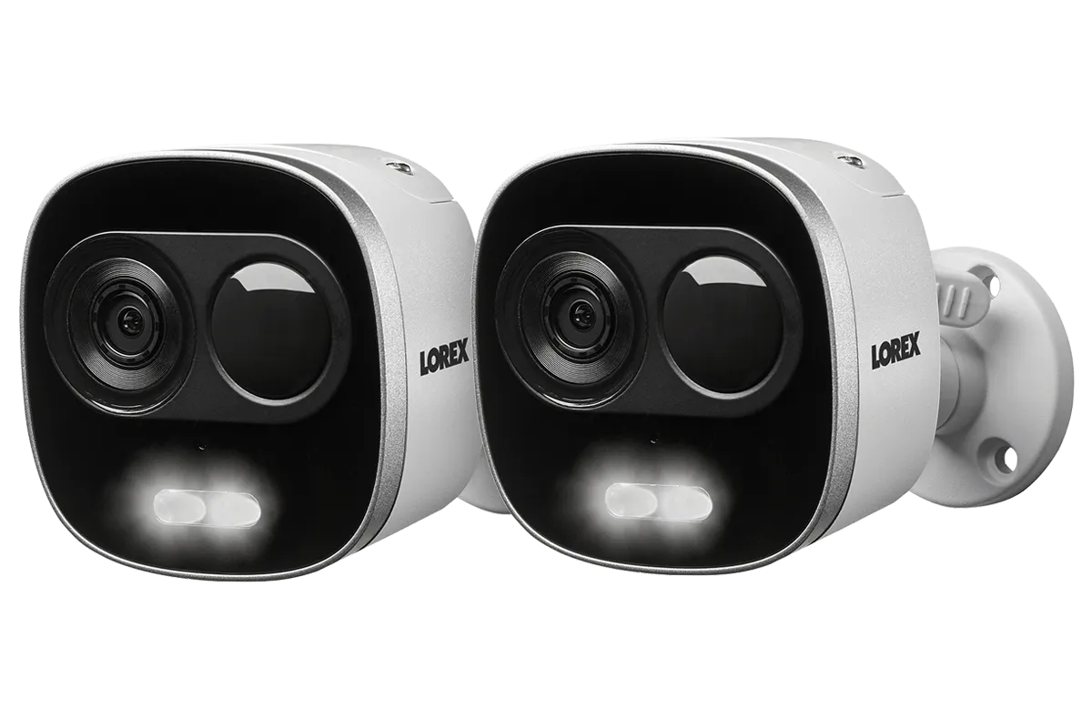 2-Pack 4K Active Deterrence Security Cameras - High-Definition Surveillance System with Smart Alerts and Night Vision