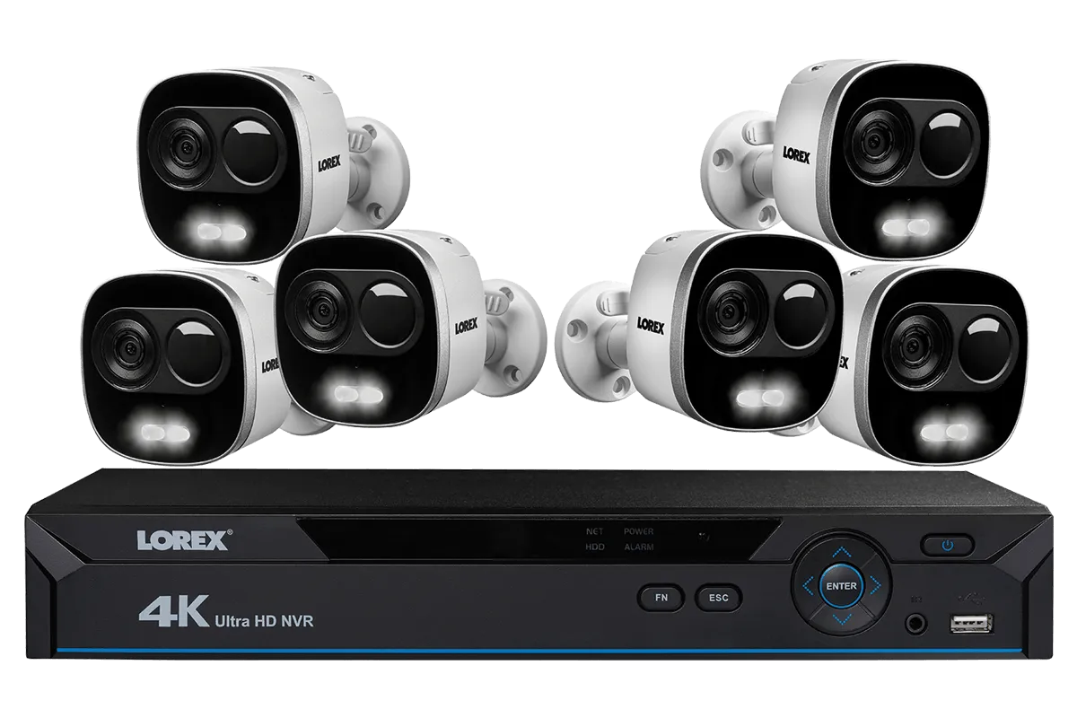 4K Ultra HD IP NVR System with 6 Active Deterrence Security Cameras, 130ft Night Vision