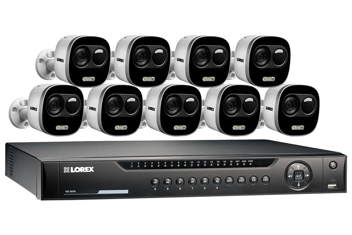 4K Ultra HD IP NVR System with 9 Active Deterrence Security Cameras, 130ft Night Vision