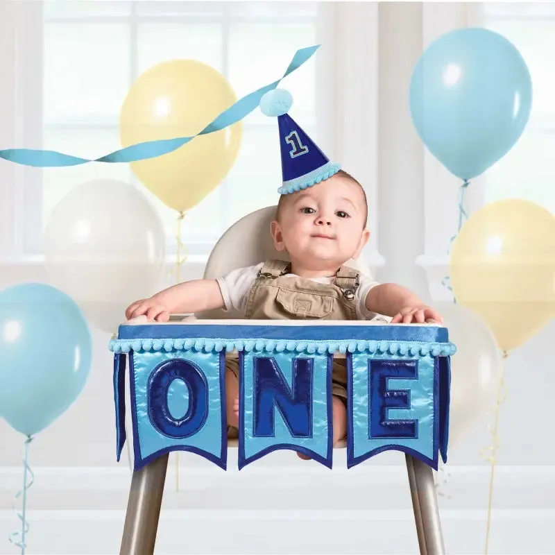 Blue 1st Birthday High Chair Decoration