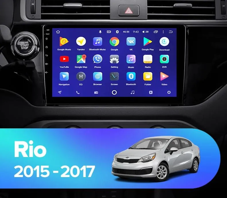 Car Dealz 10.2" Android 10.0 Kia RIO 4 K3 2015-2017 In Dash Plus OEM Fascia