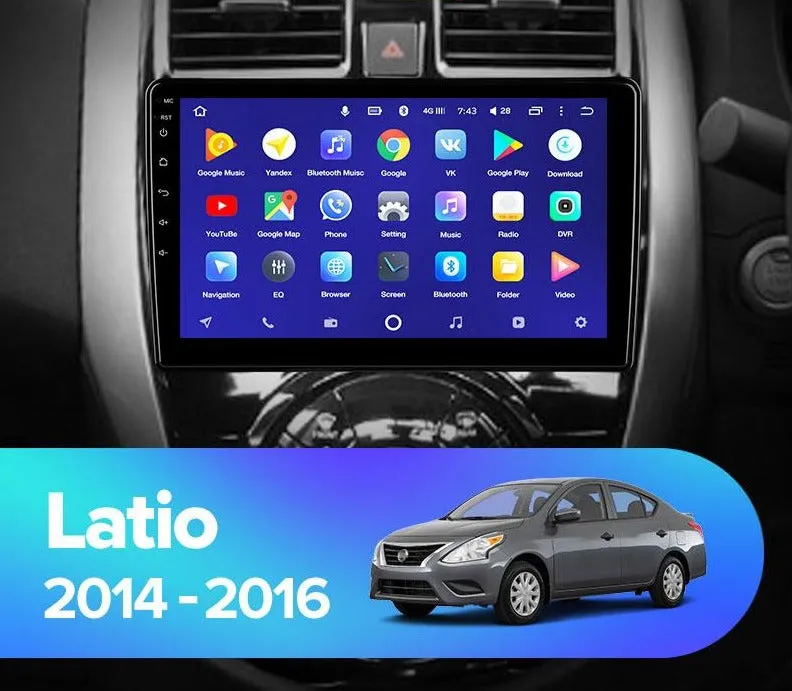 Car Dealz 10.2" Android 10.0 Nissan Latio N17 2014 - 2016 In Dash Plus OEM Fascia