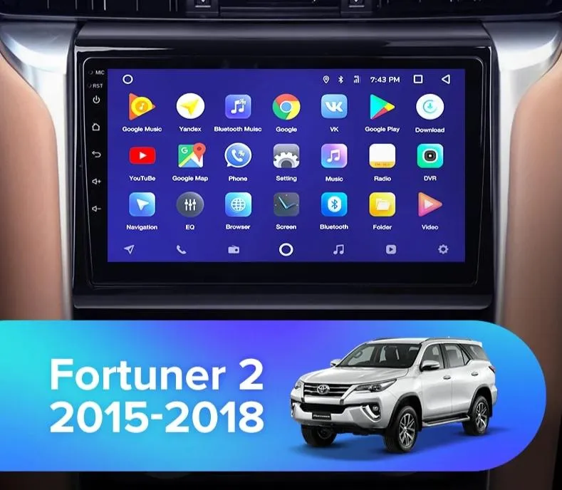 Car Dealz 10.2" Android 10.0 Toyota Fortuner 2 2015-2018 In Dash Plus OEM Fascia