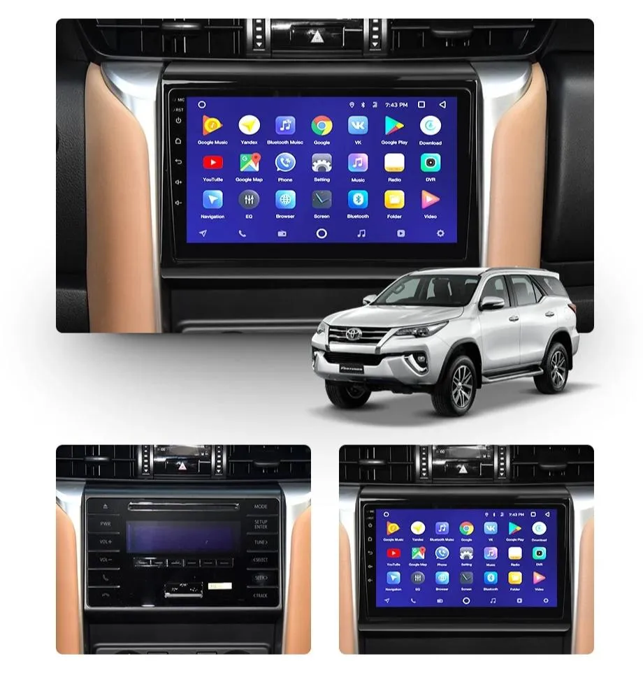 Car Dealz 10.2" Android 10.0 Toyota Fortuner 2 2015-2018 In Dash Plus OEM Fascia