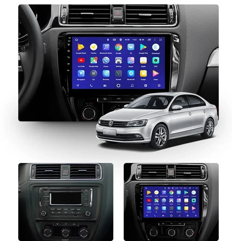 Car Dealz 10.2" Android 10.0 Volkswagen Jetta 6 2011-2018 w CAM In Dash Plus OEM Fascia