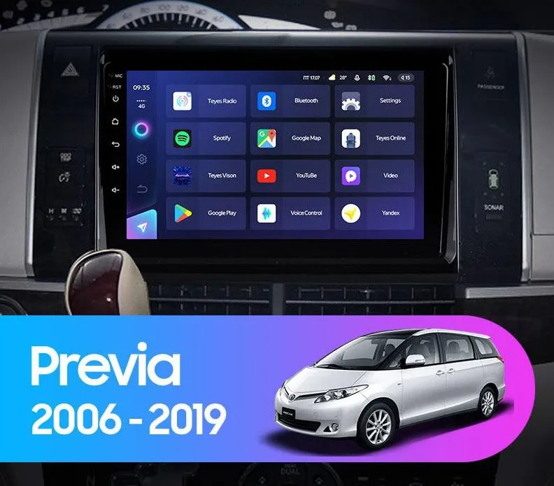 Car Dealz Elite 4G Data Model 10.2" Android 12.0 For Toyota Previa XR50 2006 - 2019 In Dash Plus OEM Fascia