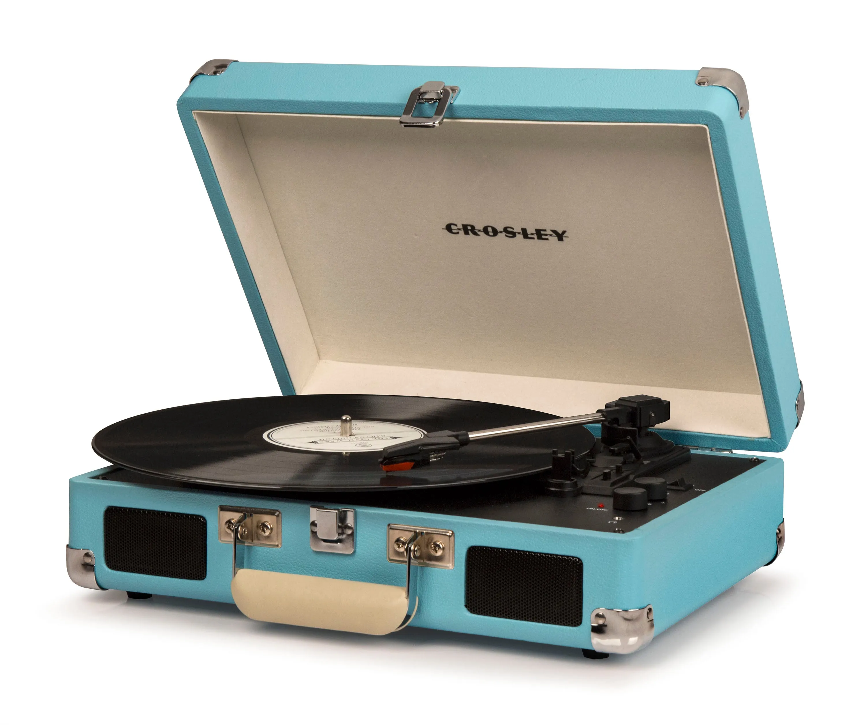 Crosley Cruiser Bluetooth Portable Turntable - Turquoise   Crosley Entertainment Stand Bundle