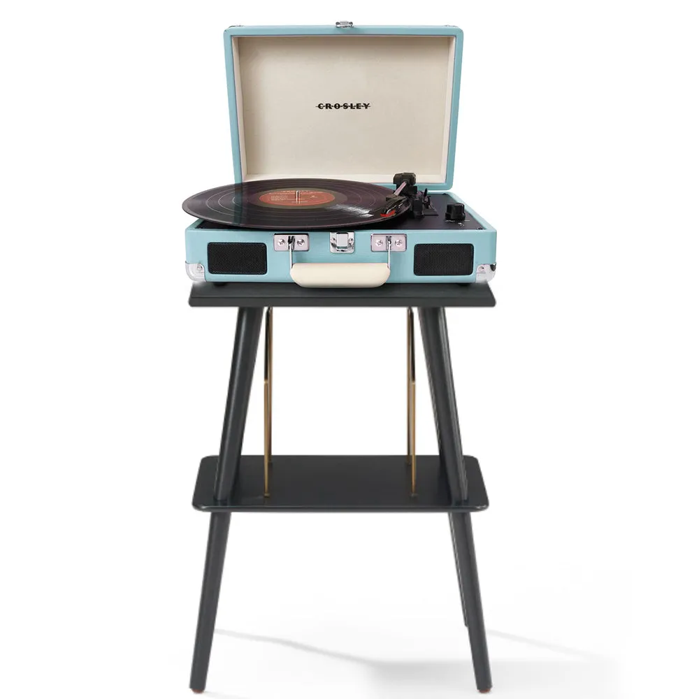 Crosley Cruiser Bluetooth Portable Turntable - Turquoise   Crosley Entertainment Stand Bundle