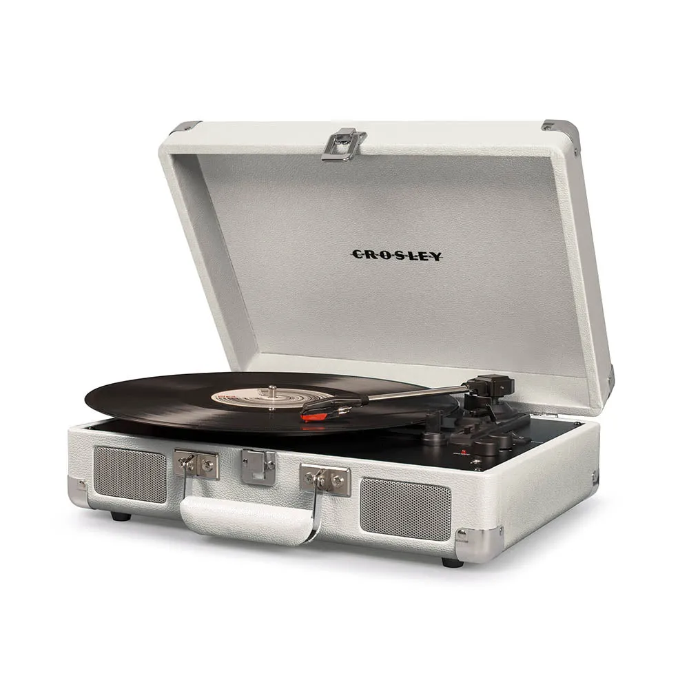 Crosley Cruiser Bluetooth Portable Turntable - White Sands   Crosley Entertainment Stand Bundle