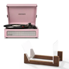 Crosley Voyager Bluetooth Portable Turntable - Amethyst   Bundled Crosley Record Storage Display Stand