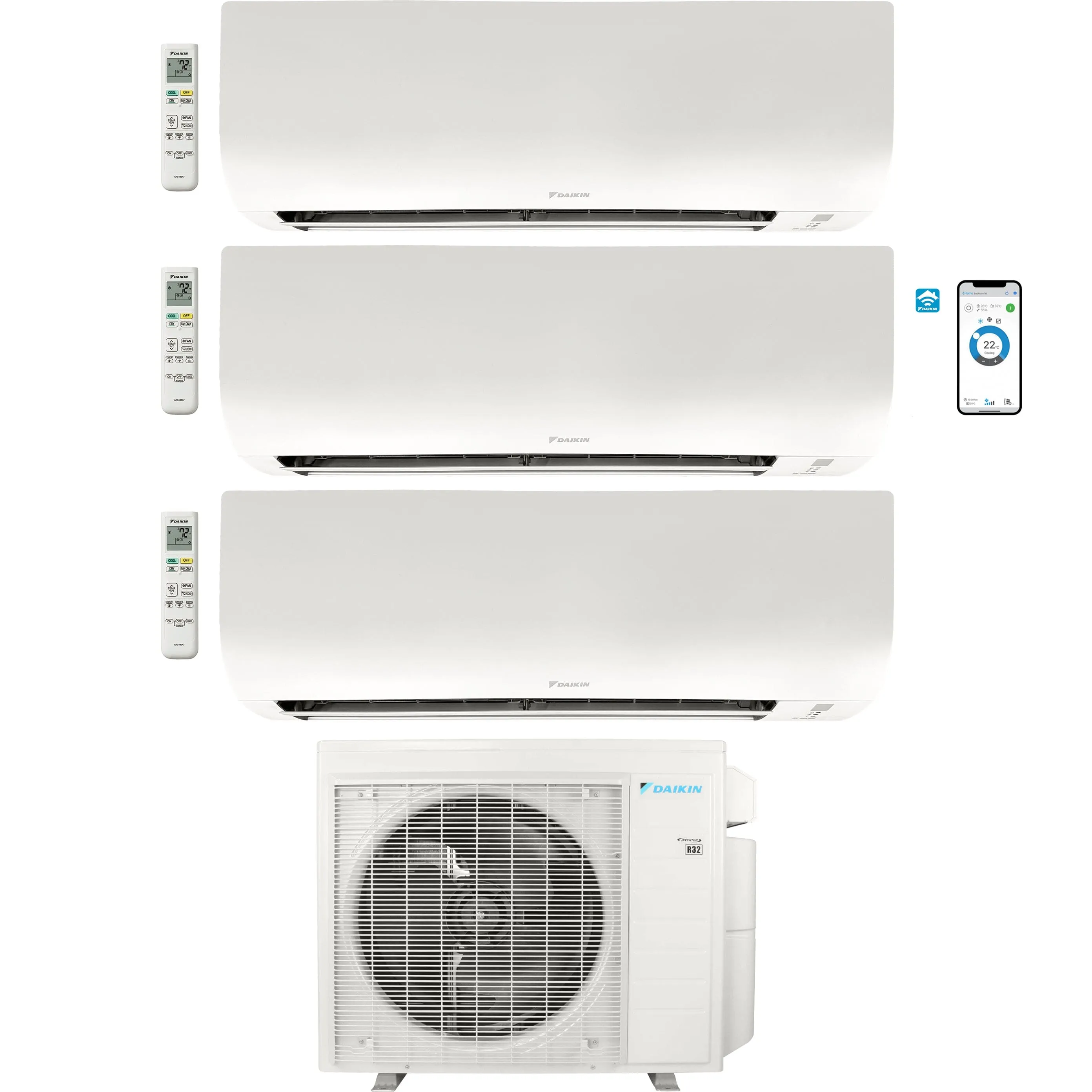 Daikin 3-Zone Wall Mounted Ductless Mini-Split 36,000 BTU Heat Pump Air Conditioner 12K   12K   12K - 20 SEER2 R32 Wi-Fi Enabled