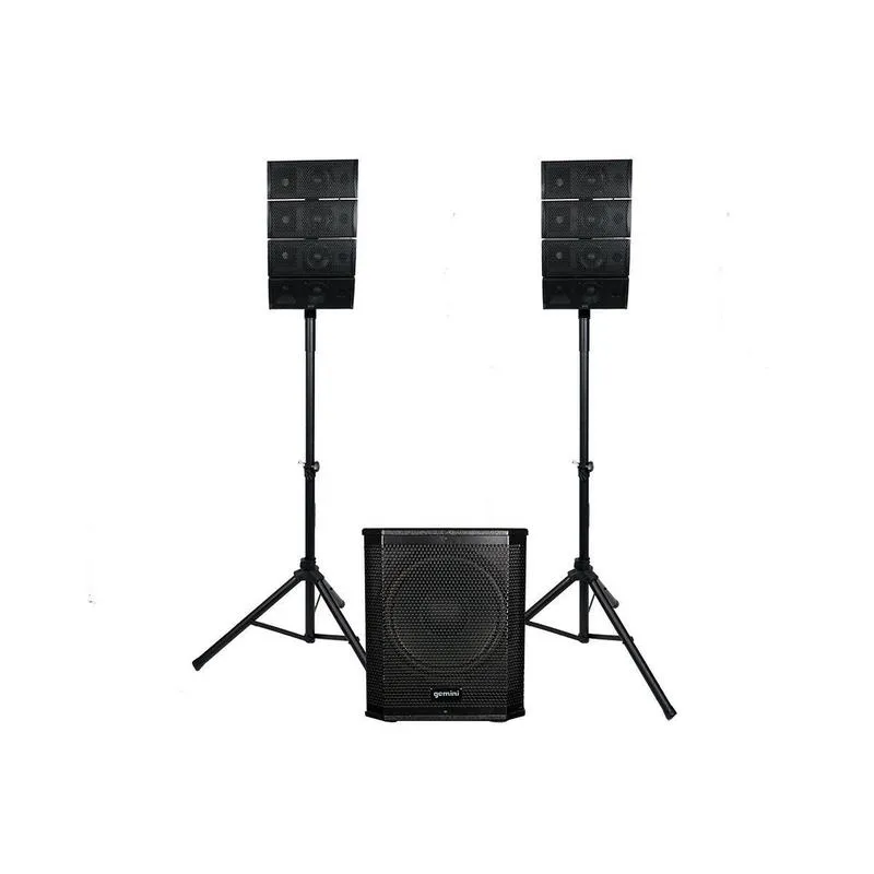 Gemini LRX-448 4x4" Portable Line Array Speaker with 12" Subwoofer (Pair)