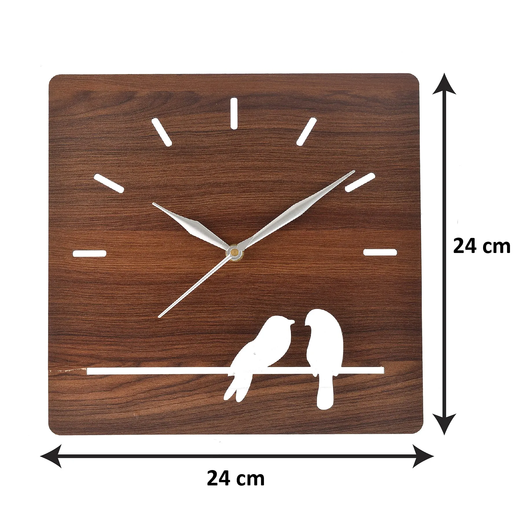 Heart Home Designer Square Shaped Wooden Wall Clock (Brown)-HS43HEARTH26736