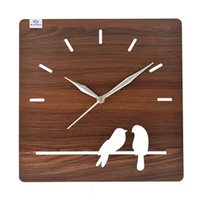 Heart Home Designer Square Shaped Wooden Wall Clock (Brown)-HS43HEARTH26736