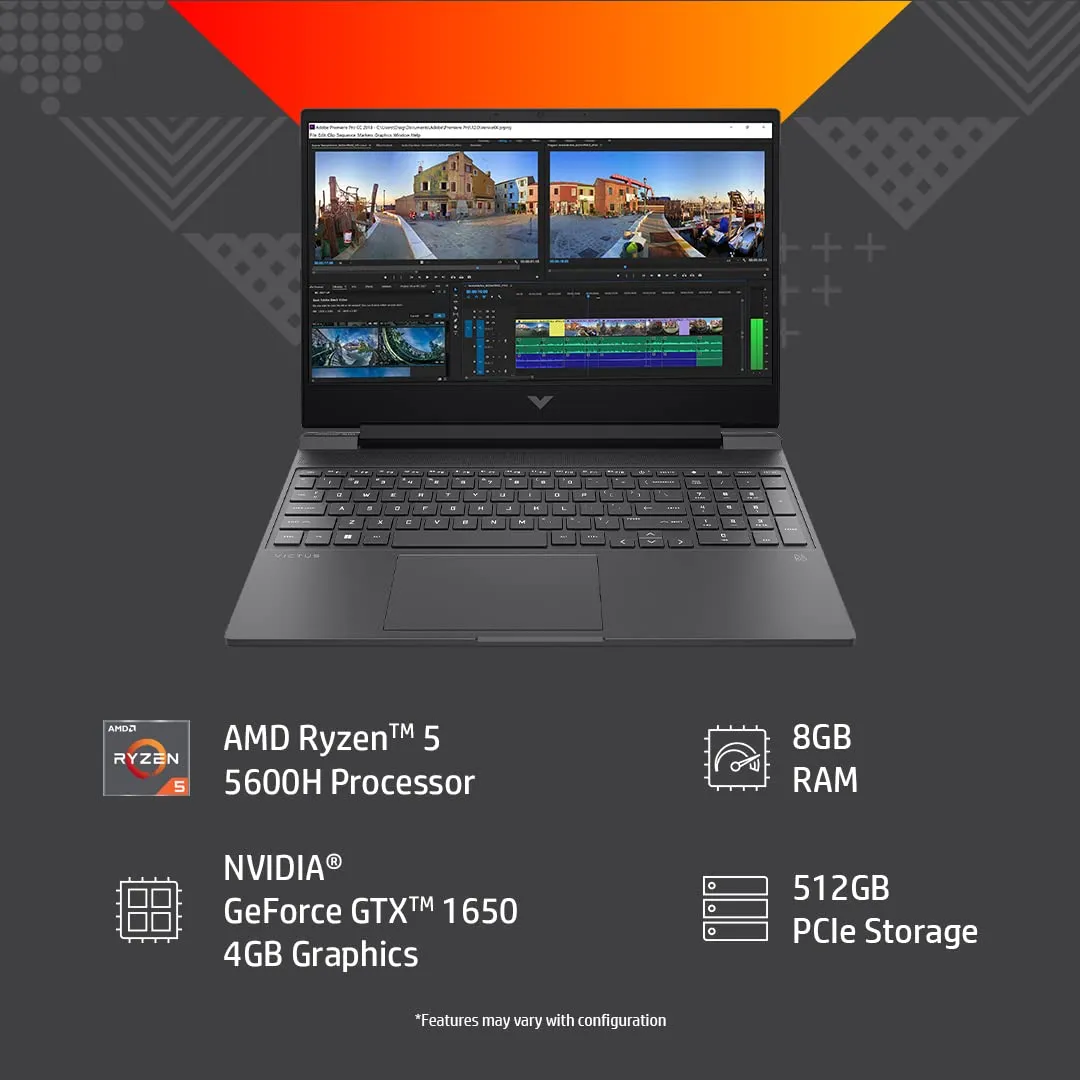 HP Victus AMD Ryzen 5-5600H 15.6 inches/39.6 cm FHD Gaming Laptop (8GB RAM/512GB SSD/GTX 1650 4GB Graphics/144Hz/9ms Response Time/Windows 11/MSO/Backlit KB/B&O Audio/Xbox Pass, 30 Day), 15-fb0040AX