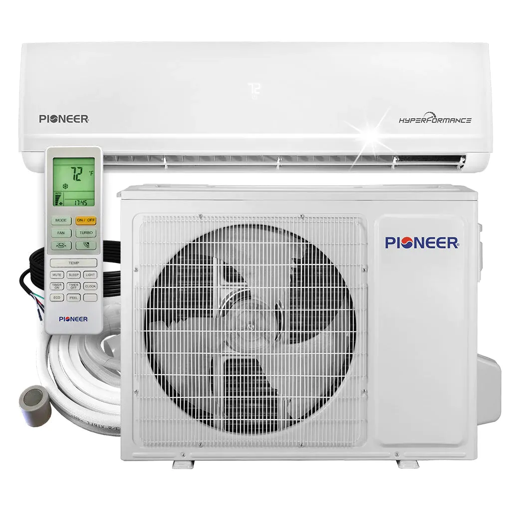 Pioneer® Hyperformance™ 18,000 BTU 20.5 SEER2 Ductless Mini Split Inverter   Wi-Fi Enabled Air Conditioner Hyper Heat Pump Full Set 230V