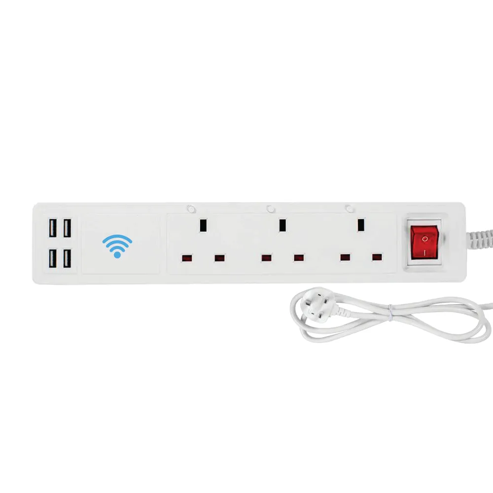 Smart Power Strip, WiFi Plug Surge Protector with 3 AC Outlets and 4 USB Ports, Smart Extension Lead Compatible with Alexa, Google Home