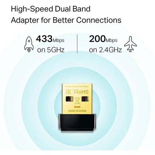 TP-Link Nano AC600 USB Wifi Adapter (Archer T2U Nano) - 2.4G/5G Dual Band Wireless