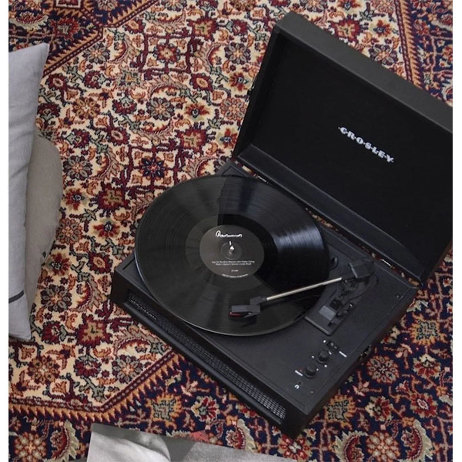 Voyager Portable Turntable with Bluetooth Receiver and Built-in Speakers – Black - CR8017B-BK