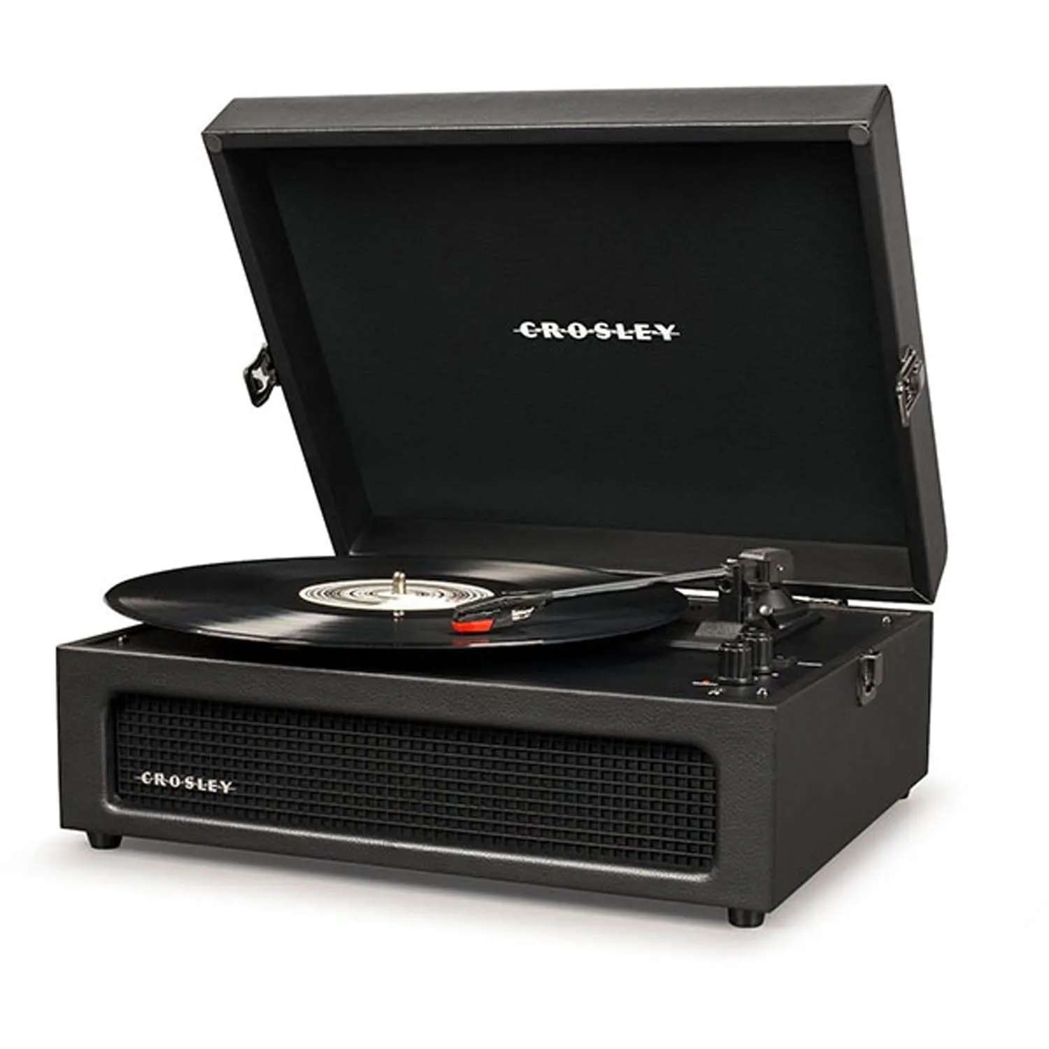 Voyager Portable Turntable with Bluetooth Receiver and Built-in Speakers – Black - CR8017B-BK